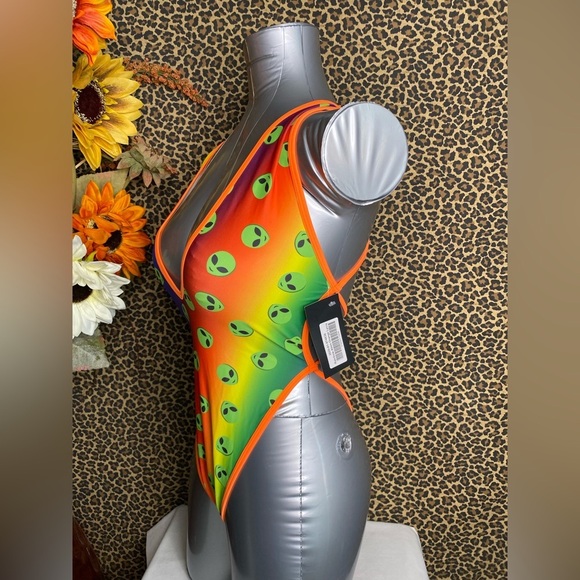 🦋B2G1🦋MIDNIGHT BALLERINA Rainbow Alien Orange Lycra Romper Teddy Dance Wear - Picture 4 of 8
